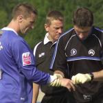 Kevin McIntyre receiving treatment from physio Paul Lake